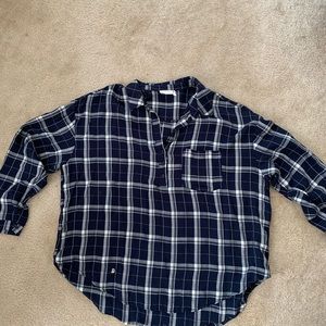 Lush Navy Blue Plaid Shirt